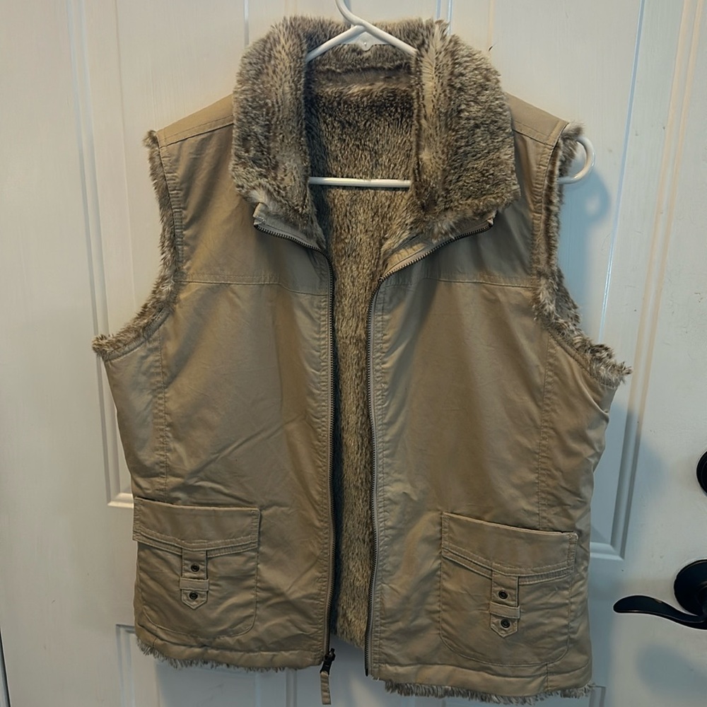 Reversible faux fur lined vest